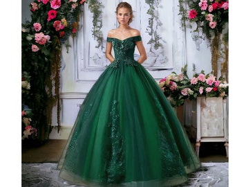 Fairy Ball Gown, Green prom dress, fairycore dress, corset wedding dress, elven dress, prom dress ball gown, fairy ball gown, regency gown