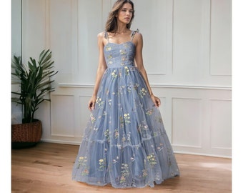 Express Fairy corset dress, prom tulle dress, flower applique dress, bustier dress, alternative wedding dress, corset ball gown