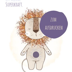 Impresión De Póster Habitación Infantil Imagen De Pared Ilustración De León A4 A3|Decoración De Pared De Habitación De Bebé Fomento De La Autoconfianza|Regalo Nacimiento Bautismo Cumpleaños