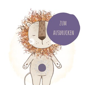 Impresión De Póster Habitación Infantil Imagen De Pared Ilustración De León A4 A3|Decoración De Pared De Habitación De Bebé Fomento De La Autoconfianza|Regalo Nacimiento Bautismo Cumpleaños