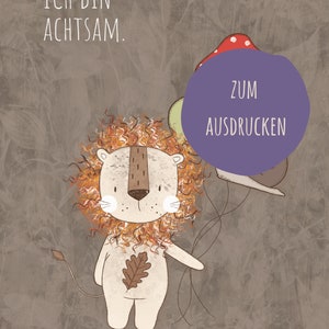 Impresión De Póster Habitación Infantil Imagen De Pared Ilustración De León A4 A3|Decoración De Pared De Habitación De Bebé Fomento De La Autoconfianza|Regalo Nacimiento Bautismo Cumpleaños