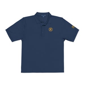 Unisex Polo Shirt, Gold Embroidery, Classic Fit, Premium Port Authority K500 | ZigZag Effect Minimal Logo