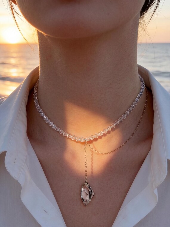Handmade Austrian Crystal Choker | Starlit Pendant Necklace