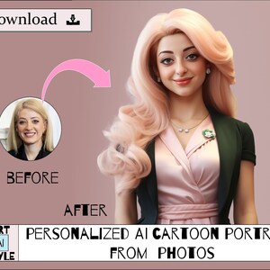 Custom AI Cartoon Portrait from Photo, Digital Download, Personalized AI Cartoon from Photo, Personalized Gift Wall Art, Anniversary Gift