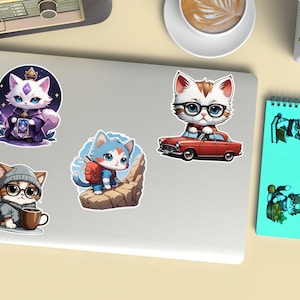 cute cat stickers PNG , PNG Printable , 20 Different Designs , transparent background , instant download imagem 2