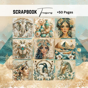 Thème de l'or égyptien, pages Pharaon, journal shabby chic, papier numérique, journal indésirable, papiers de découpage, papier de scrapbooking, feuille d'or