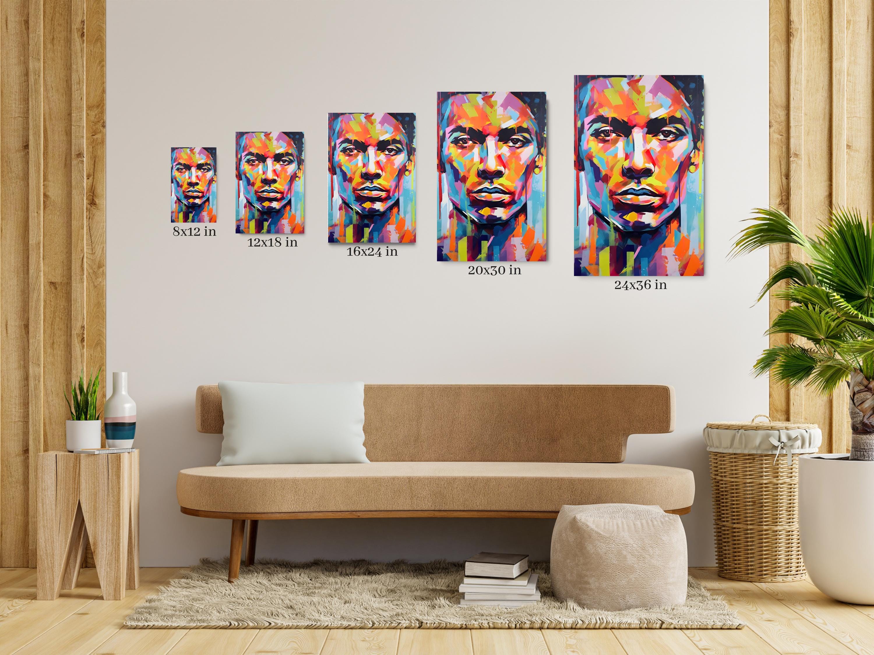 Colorful Man Portrait Wall Art Print - Abstract Girl Poster - Home ...
