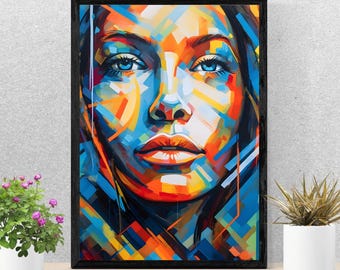 Colorful Man Portrait Wall Art Print - Abstract Girl Poster - Home ...
