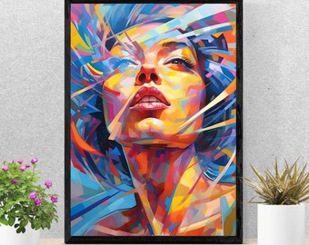Colorful Man Portrait Wall Art Print - Abstract Girl Poster - Home ...