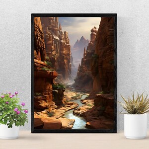 Majestic Canyon - Expansive Canyon Sculpted by a Winding River Wall Art - Nature Landscape Print