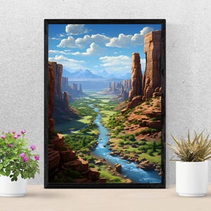 Majestic Canyon - Expansive Canyon Sculpted by a Winding River Wall Art - Nature Landscape Print