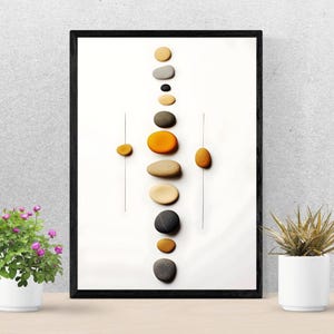 Zen Stone Pebbles Wall Art - Minimalist Balance and Harmony Decor - Zen Stones Wall Art - Relaxing Wall Art - Yoga Meditation Wall Art