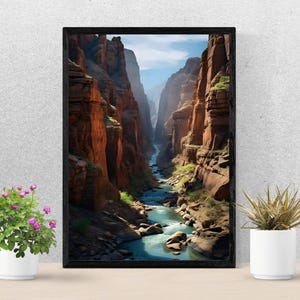 Majestic Canyon - Expansive Canyon Sculpted by a Winding River Wall Art - Nature Landscape Print