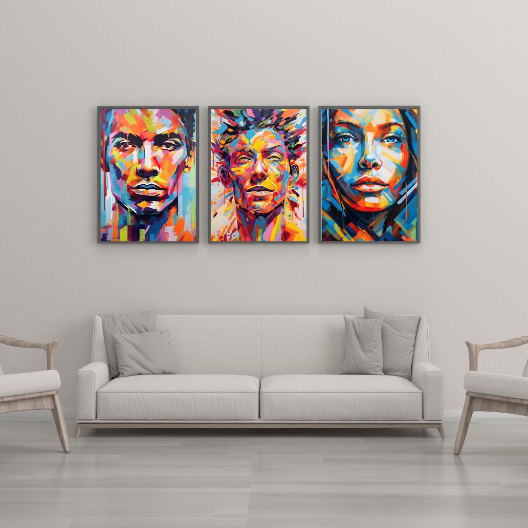 Colorful Man Portrait Wall Art Print - Abstract Girl Poster - Home ...