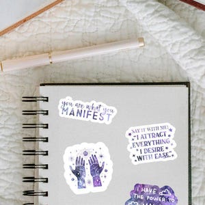 Manifestation Stickers - Set of 4 Waterproof Vinyl Law Of Attraction Stickers, Inspirational Kindle Laptop Phone Sticker Pack Decals