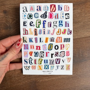 Ransom Letter Journal Stickers: Alphabet Sticker Sheet With Magazine Cut Out Letters For Junk Journaling
