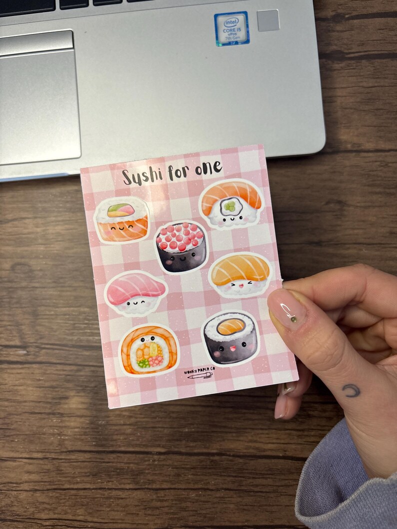 Cute Sushi Stickers Japanese Food Kawaii Sticker Sheet. Kawaii Vinyl ...