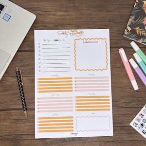 Handmade A4 Weekly Tear Off Desk Planner, Undated Planner Notepad For Teachers, ADHD Organiser, Weekly To Do List, Productivity Planner Pad