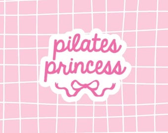 Pink Pilates Princess Vinyl Sticker - Cute That Girl Aesthetic Pink Waterproof Sticker For Pilates Girlies, Pilates Lover Fitness Sticker