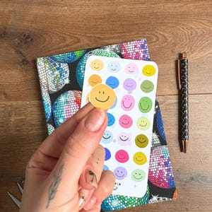 Smiling Face Sticker Sheet - Cute Smile Emoji Stickers, Scrapbooking Stickers, Journal Planner Stickers, Happy Face Matte Stickers