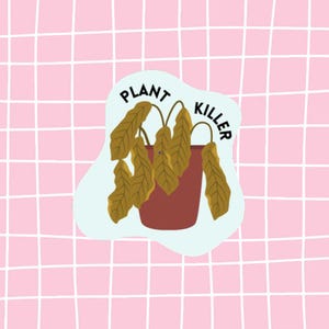 Sticker vinyle Plant Killer Club - Sticker imperméable plante morte, Sticker plante cadeau drôle pour ordinateurs portables, téléphones, carnets de notes