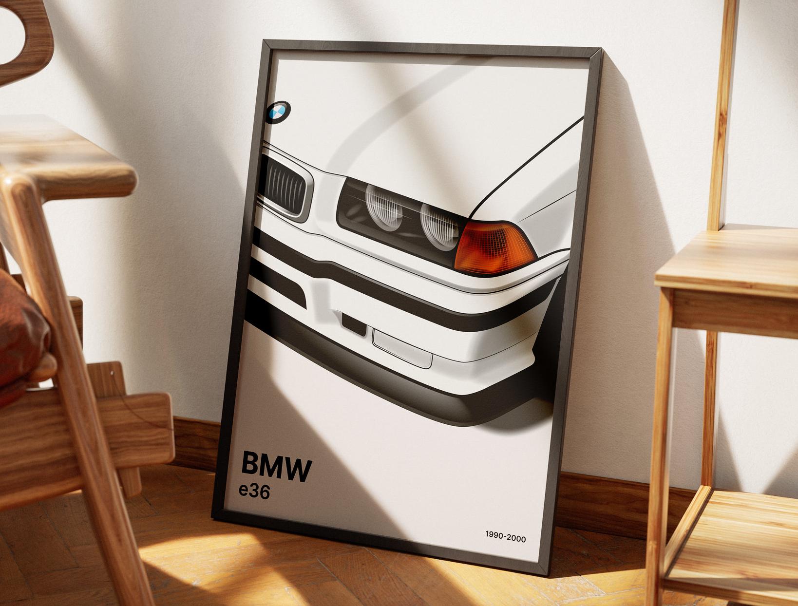 BMW E36 Vintage Poster, 90s Car Art Print (digital Download) - Etsy
