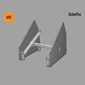 Peut inclure: Un support géométrique noir imprimé en 3D avec un motif en nid d'abeille. Le support est conçu pour maintenir un ordinateur portable ou une tablette à un angle.