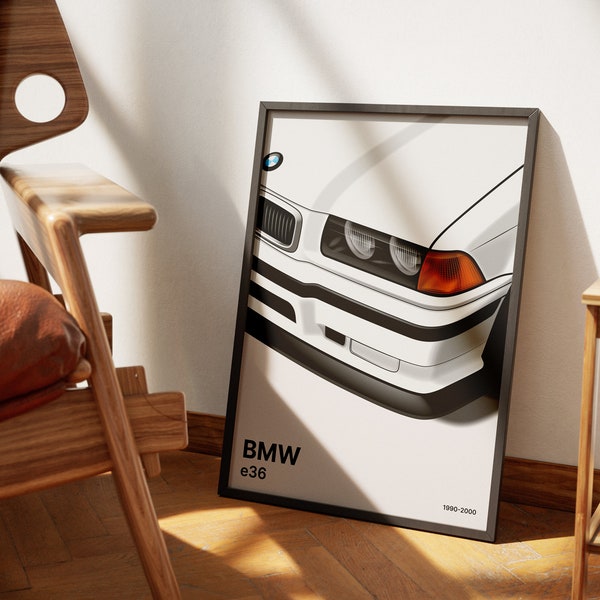 BMW e36 /1990-2000/ Vintage Poster, explore our selection of BMW E369 3 Series models to experience style and sophistication on the road