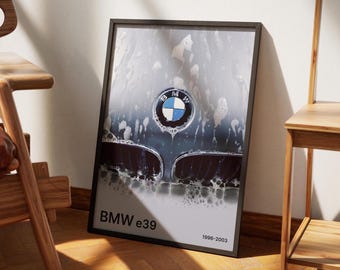 BMW E39 フロントフードエンブレムポスター、高級車アートプリント（デジタルダウンロード）