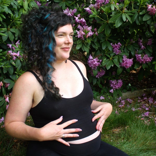 bamboo maternity nursing bra top / comfy post-partum / easy access breastfeeding / lounge and sleep wear / yoga tank top / black bralette