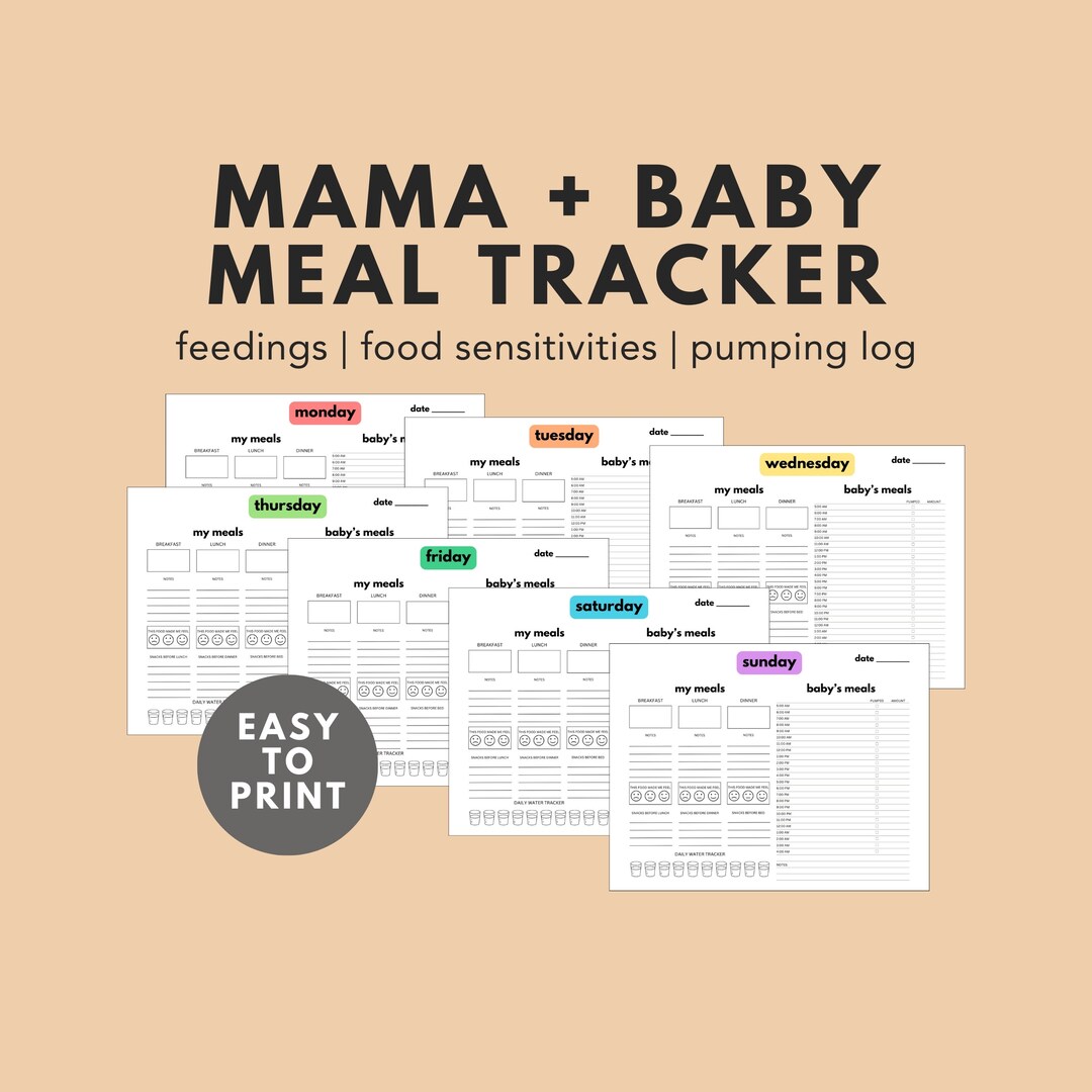 Printable Mama Baby Meal Tracker / Newborn Tracker / Pumping Log / Food