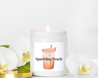 Sparkling Peach natural vegan soy hand poured wax candle 8oz