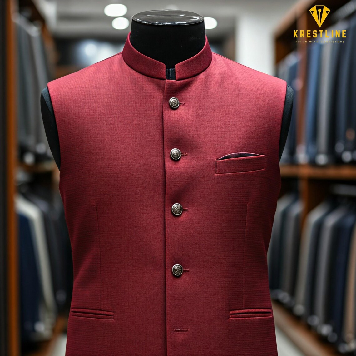 Men’s Maroon Nehru Jacket | Perfect for Weddings, Summer Events ...