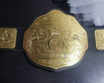 Réplique de ceinture de lutte Big Gold World Heavyweight Championship Réplique wwe réplique ceintures personnalisées wwe réplique wwf meilleur cadeau pour lui amateur de boxe