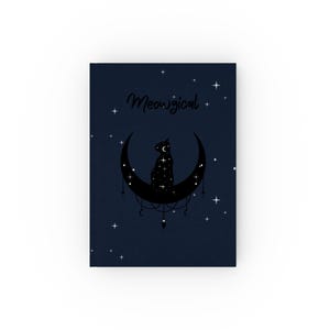 Celestial Cat Journal, Starry Moon Notepad, Witchy Writing Diary, Gift for Cat Lovers, Night Sky Planner