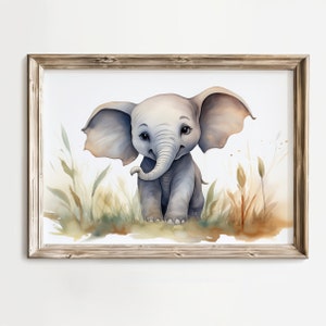 Nursery Wall Art, Nursery Decor, Nursery Print, Baby Elephant Nursery Art, Safari Animals Print, Printable Art, Digital Download, Watercolor