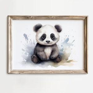 Nursery Wall Art, Nursery Decor, Nursery Print, Baby Panda Bear Nursery Art, Animals Print, Printable Art, Digital Download, Watercolor