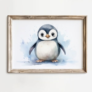 Kinderzimmer Wandbild, Kinderzimmer Dekor, Kinderzimmer Druck, Baby Pinguin Kinderzimmer Kunst, arktische Tiere Druck, druckbare Kunst, digitaler Download, Aquarell