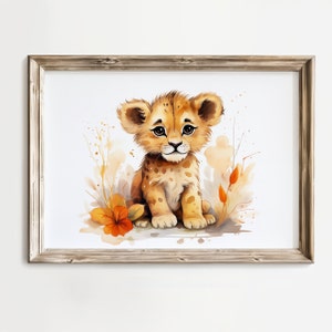 Nursery Wall Art, Nursery Decor, Nursery Print, Baby Lion Nursery Art, Safari Animals Print, Printable Art, Digital Download, Watercolor