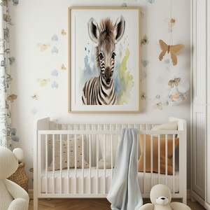 Nursery Wall Art, Nursery Decor, Nursery Print, Baby Zebra Nursery Art, Safari Animals Print, Printable Art, Digital Download, Watercolor