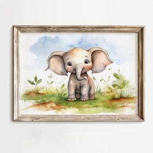 Nursery Wall Art, Nursery Decor, Nursery Print, Baby Elephant Nursery Art, Safari Animals Print, Printable Art, Digital Download, Watercolor