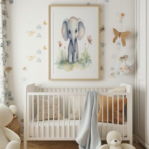 Nursery Wall Art, Nursery Decor, Nursery Print, Baby Elephant Nursery Art, Safari Animals Print, Printable Art, Digital Download, Watercolor