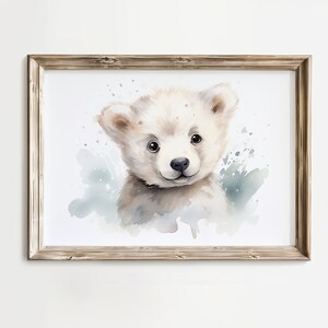 Nursery Wall Art, Nursery Decor, Nursery Print, Baby Polar Bear Art, Arctic Animals Print, Printable Art, Digital Download, Watercolor
