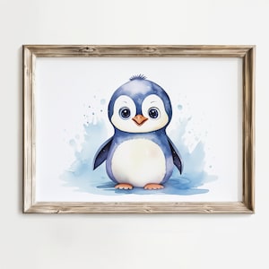 Kinderzimmer Wandbild, Kinderzimmer Dekor, Kinderzimmer Druck, Baby Pinguin Kinderzimmer Kunst, arktische Tiere Druck, druckbare Kunst, digitaler Download, Aquarell