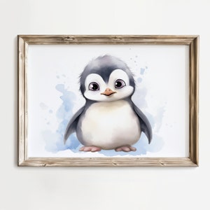 Kinderzimmer Wandbild, Kinderzimmer Dekor, Kinderzimmer Druck, Baby Pinguin Kinderzimmer Kunst, arktische Tiere Druck, druckbare Kunst, digitaler Download, Aquarell