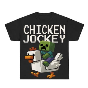 Chicken Jockey png, Hilarious Miiinecrrafft Cotton Gamer Gift, Cartoon Quirky Tee for Chicken Lovers , Digital Download