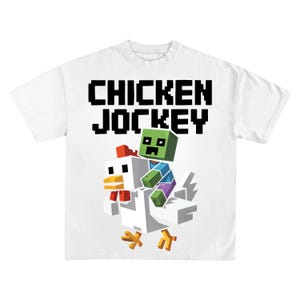 Chicken Jockey Unisex Hilarious Cotton Tee, Gamer Gift, Cartoon Graphic png V3, Quirky for Chicken Lovers png, Minecraft Movie png, file png