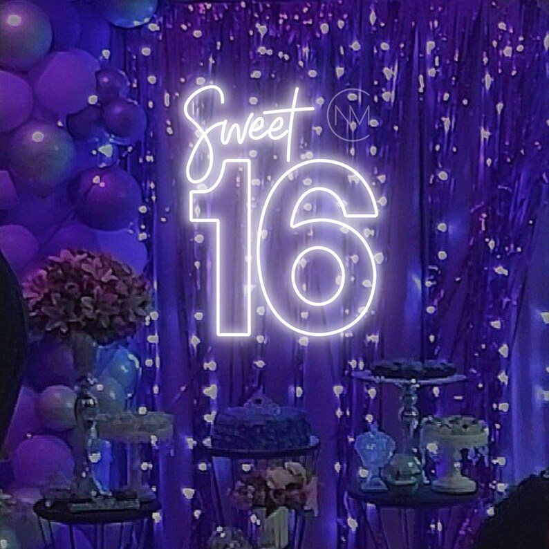 Sweet 16 Custom Neon Sign Birthday Decor / LED Lights Sign for Sweet 16 ...