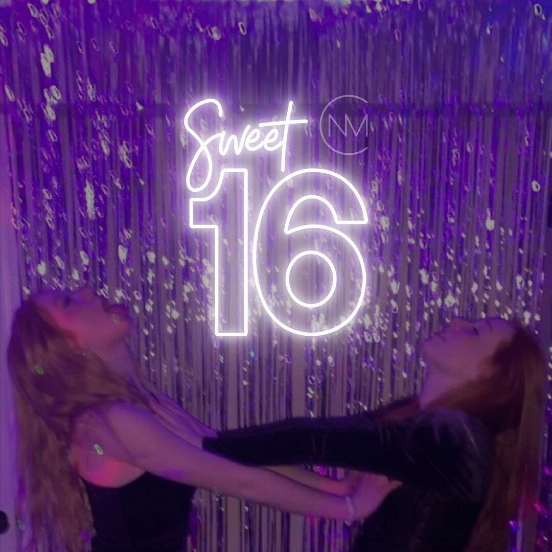 Sweet 16 Custom Neon Sign Birthday Decor / LED Lights Sign for Sweet 16 ...