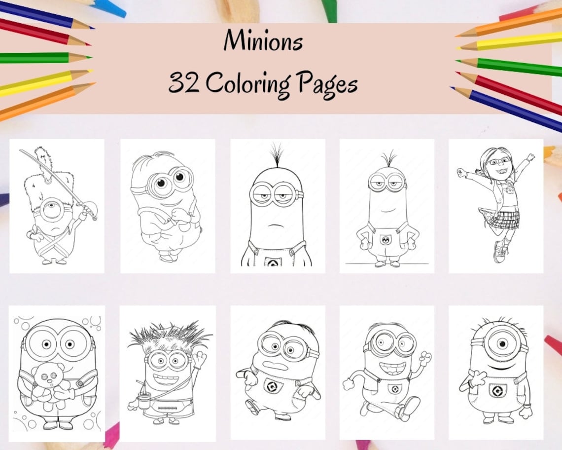 Minions Printable Coloring Pages for Kids Preschoolers Toddlers
